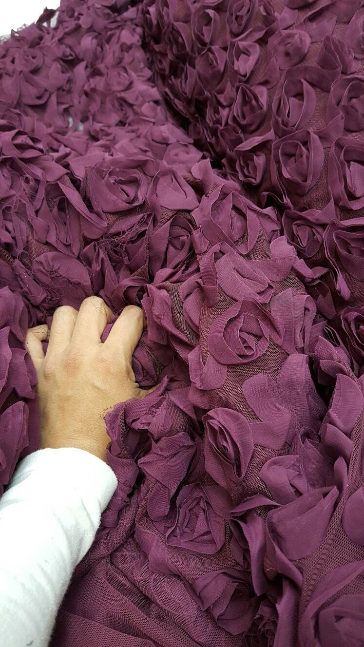 Floral Lace Mesh Eggplant Fabric