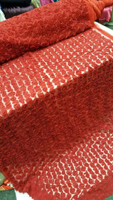 Floral Lace Chiffon on Mesh Red