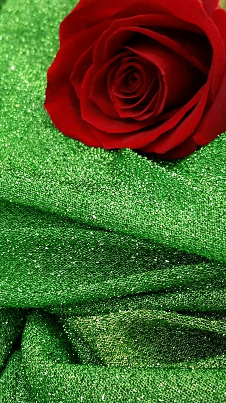 Stretch Lame Sparkly Green Fabric