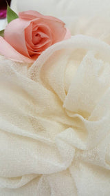 Ivory Stretch Lame Fabric