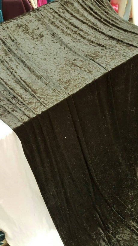 Stretch Velvet Black Crushed