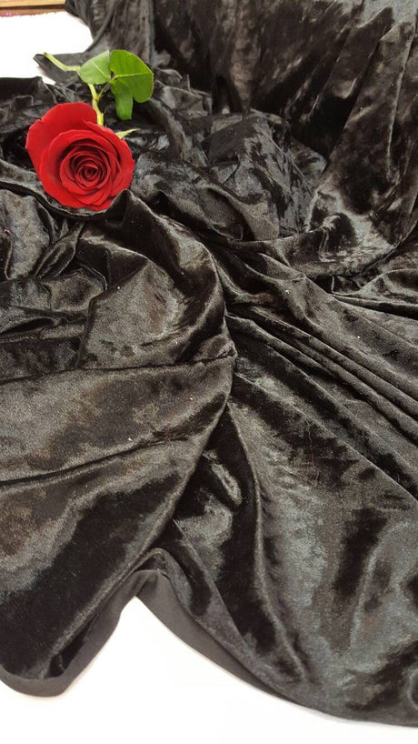 Stretch Velvet Black Crushed