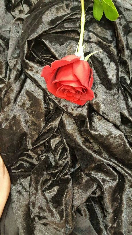 Stretch Velvet Black Crushed
