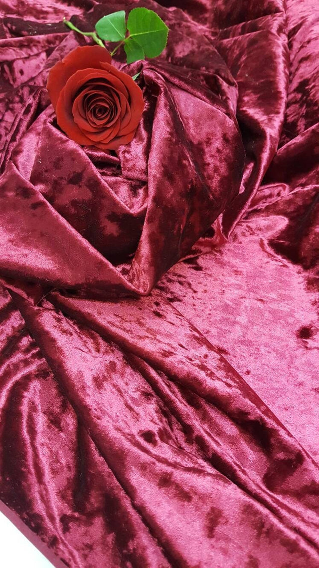 Burgundy Crushed Stretch Velvet