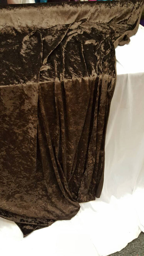 Brown Crushed Stretch Velvet Fabric