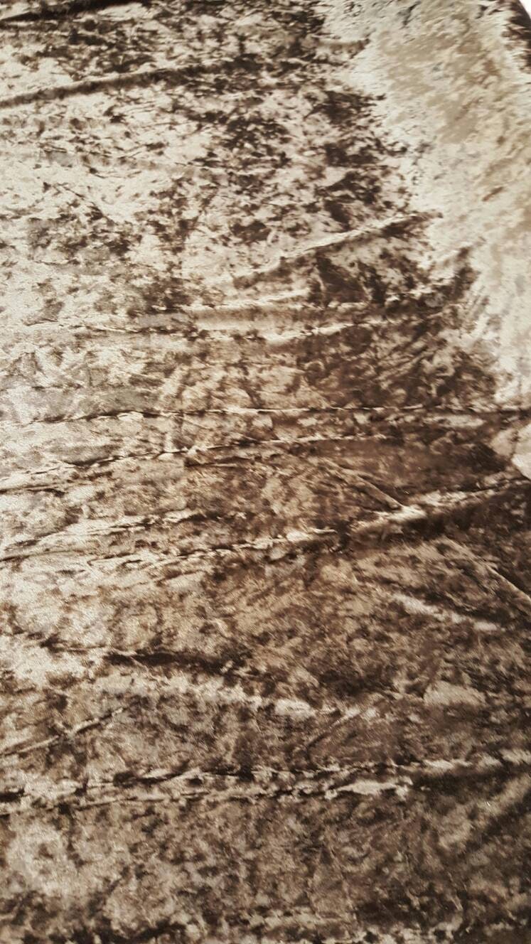 Brown Crushed Stretch Velvet Fabric