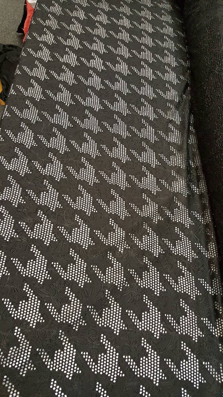 Stretch Floral Fish Net Spandex Fabric Black