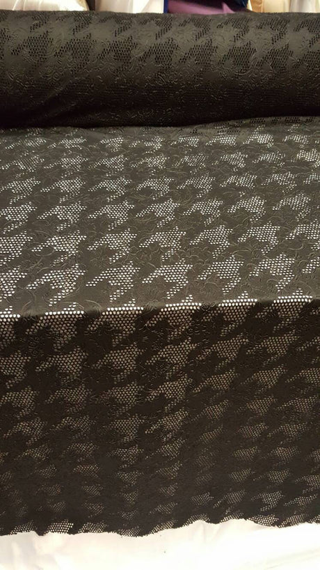 Stretch Floral Fish Net Spandex Fabric Black