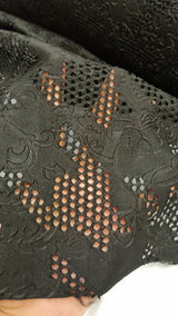 Stretch Floral Fish Net Spandex Fabric Black