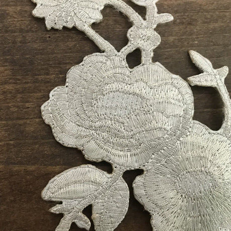 Iron-On Silver Flower Patch Set