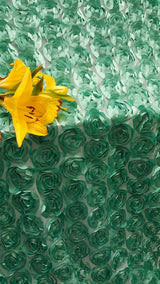 3D Floral Lace Teal Roses on Mesh