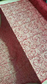 Embroidered Lace Sequin Fabric Hot Pink
