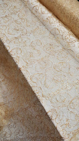Embroidered Sequin Lace Gold Spider Web