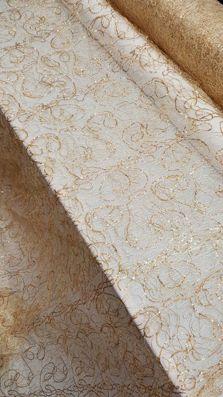 Embroidered Sequin Lace Gold Spider Web