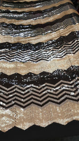 Sequin Chevron Fabric Gold Silver Black