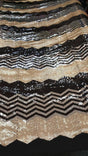 Sequin Chevron Fabric Gold Silver Black