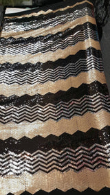 Sequin Chevron Fabric Gold Silver Black