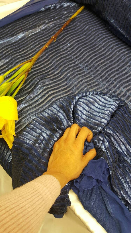 Sequin Mesh Fabric Royal Blue