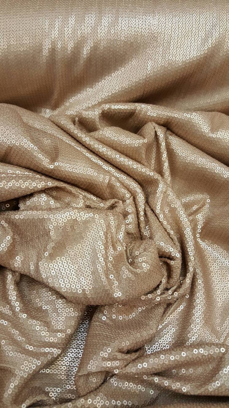 Sequin Stretch Fabric Champagne Gold