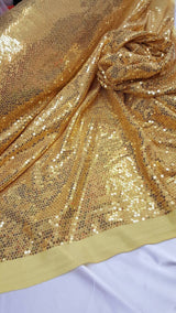 Gold Sequin 2-Way Stretch Knit Fabric