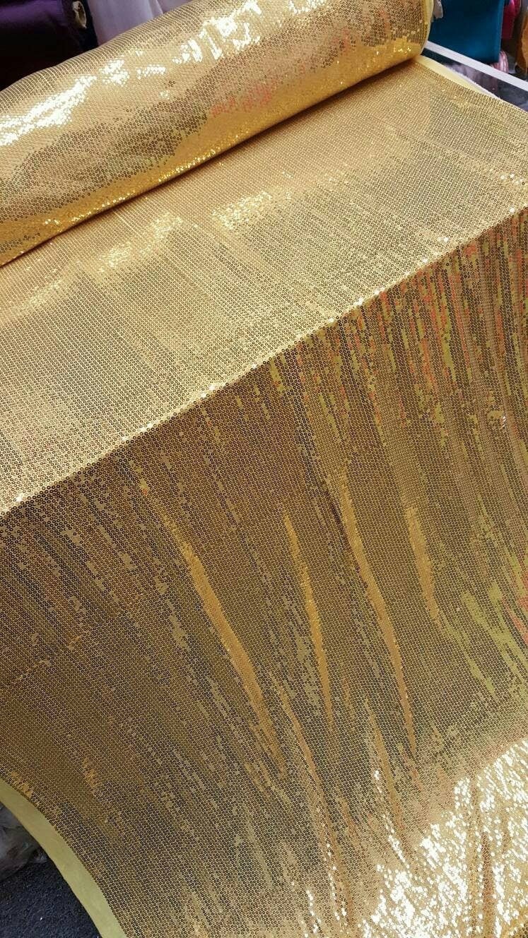 Gold Sequin 2-Way Stretch Knit Fabric