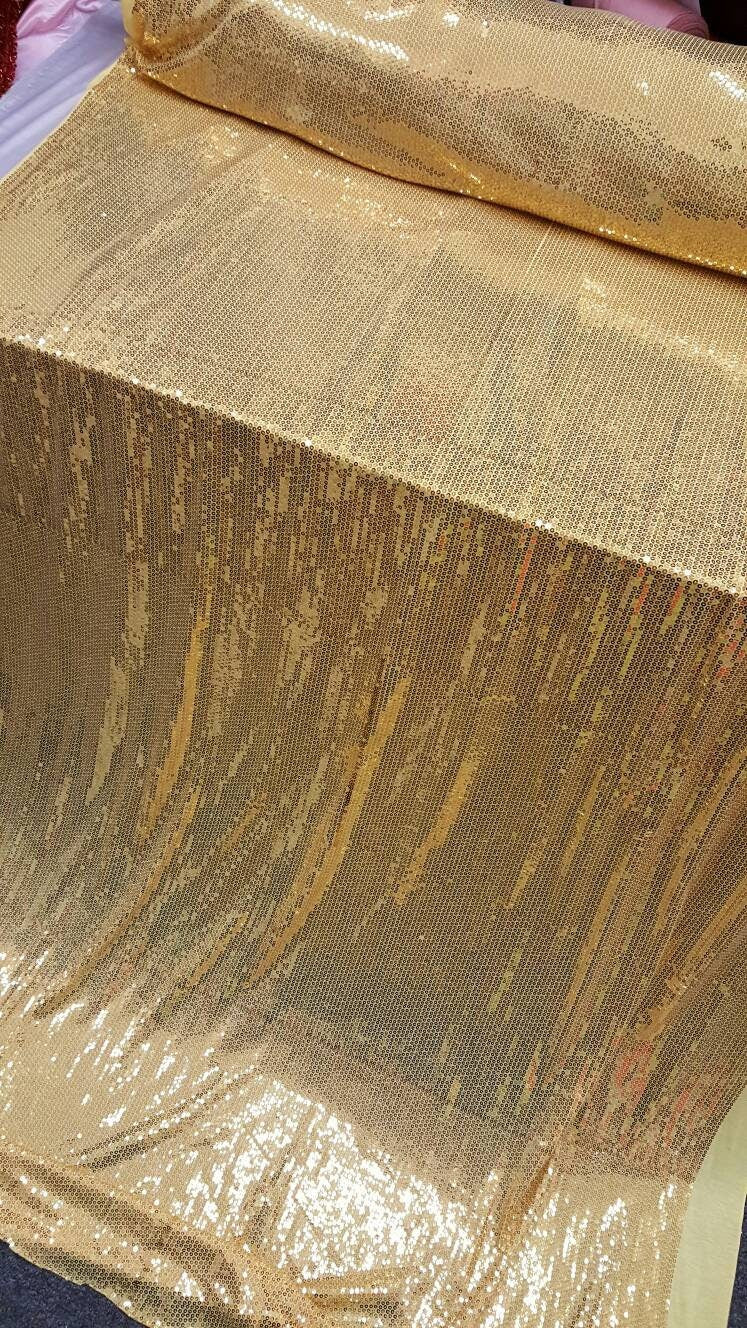 Gold Sequin 2-Way Stretch Knit Fabric