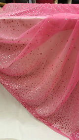 Hot Pink Stretch Mesh Glitter Fabric