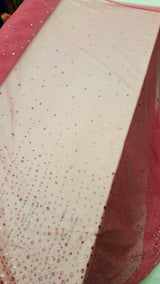 Hot Pink Stretch Mesh Glitter Fabric