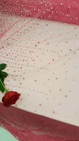 Hot Pink Stretch Mesh Glitter Fabric