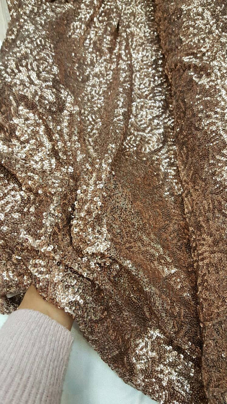 Sequin Mesh Fabric Dark Rose Gold