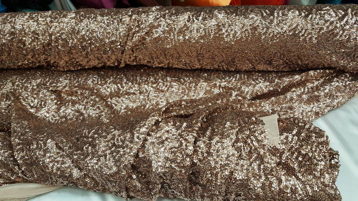 Sequin Mesh Fabric Dark Rose Gold