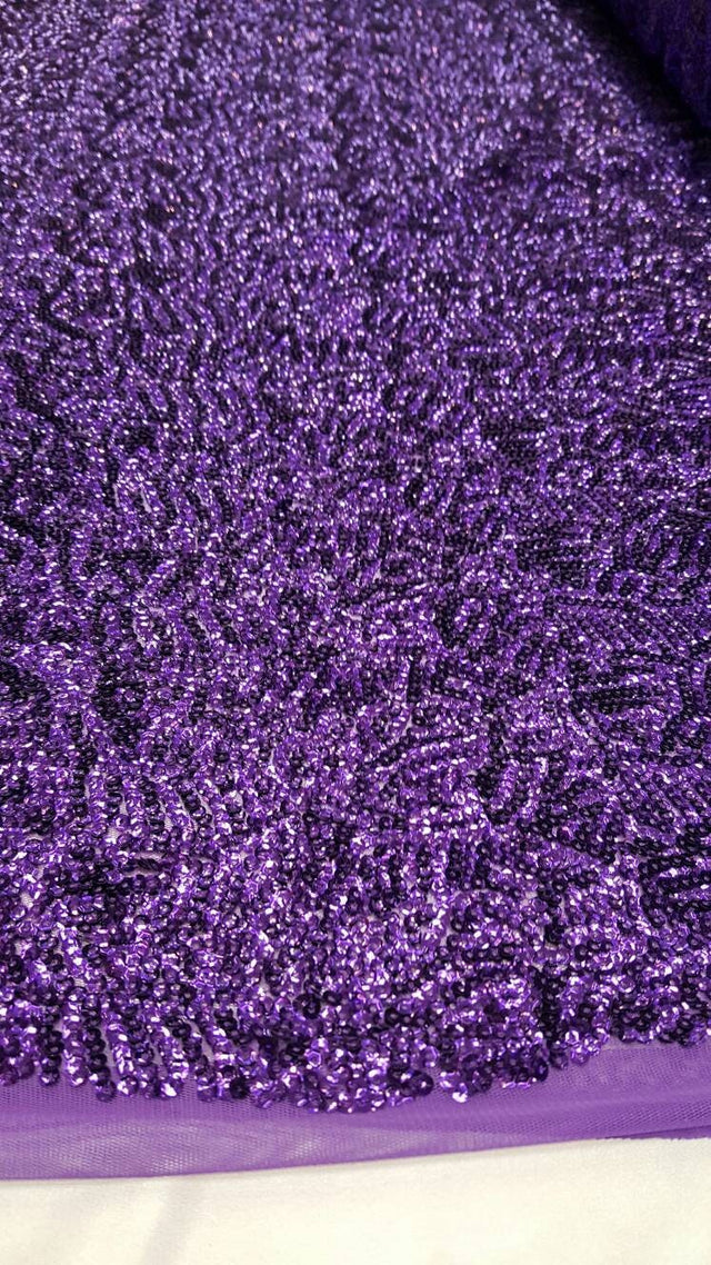 Purple Sequin Stretch Fabric