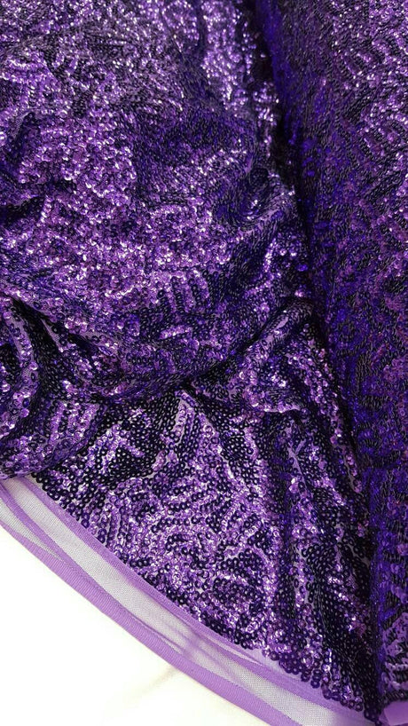 Purple Sequin Stretch Fabric