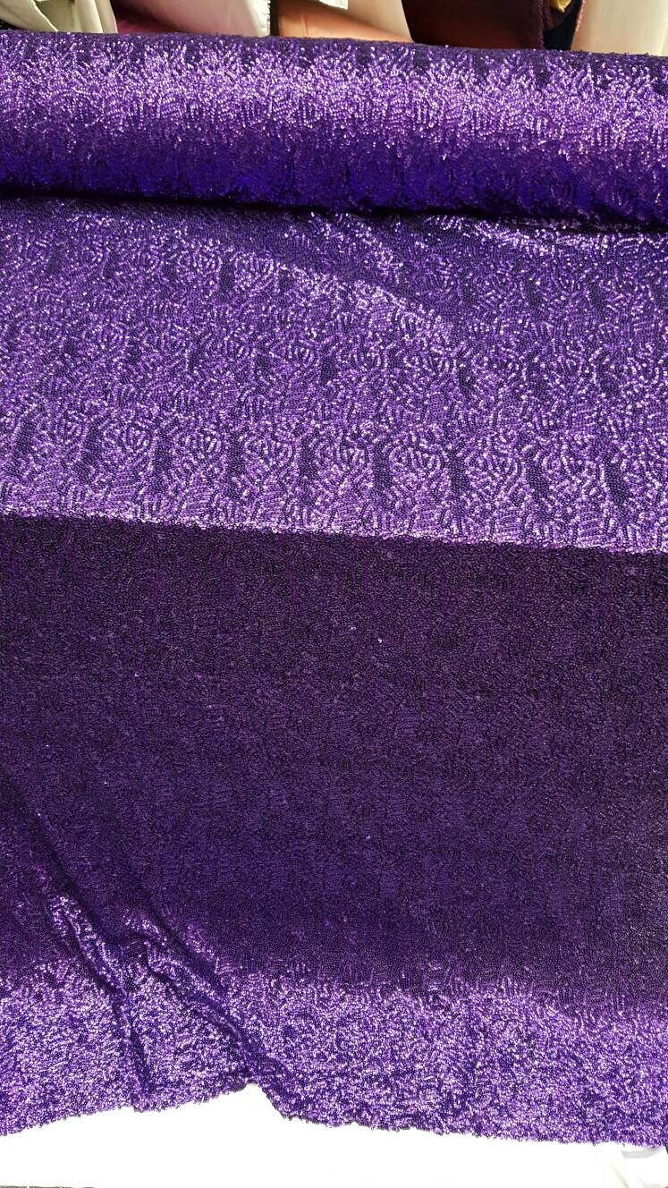 Purple Sequin Stretch Fabric