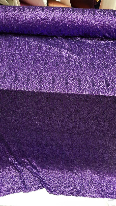Purple Sequin Stretch Fabric