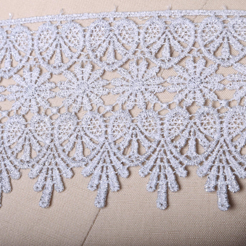 Metallic Lace Trim 4" Silver