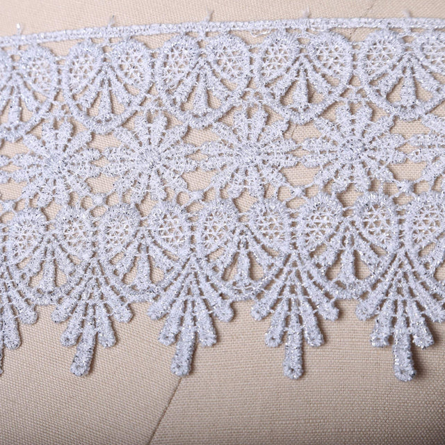 Metallic Lace Trim 4" Silver