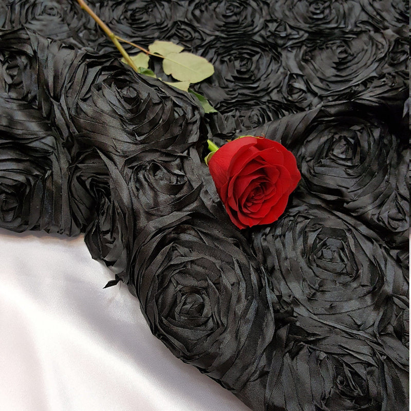 Rosette Satin Fabric Black