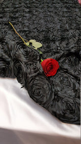 Rosette Satin Fabric Black