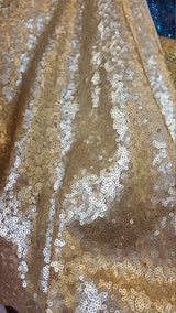 Gold Sequin Mesh Stretch Fabric