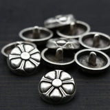 Metal Button Silver Flower Wheel 36L