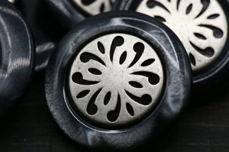 Shank Button Gunmetal Silver Center