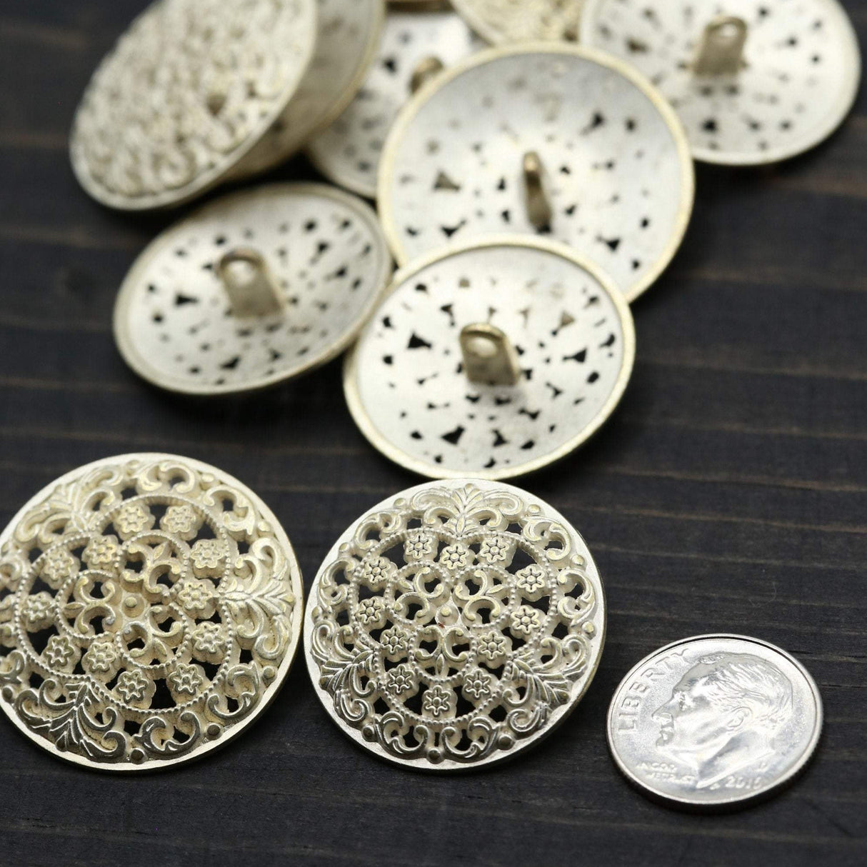 Metal Shank Button Faded Gold Muted Silver