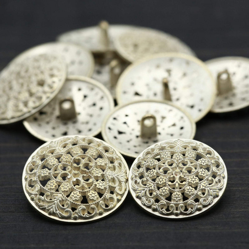 Metal Shank Button Faded Gold Muted Silver