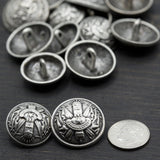 Rocket Ship Metal Button Silver