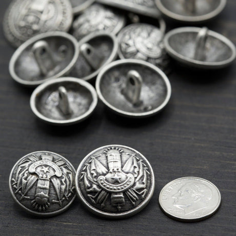 Rocket Ship Metal Button Silver