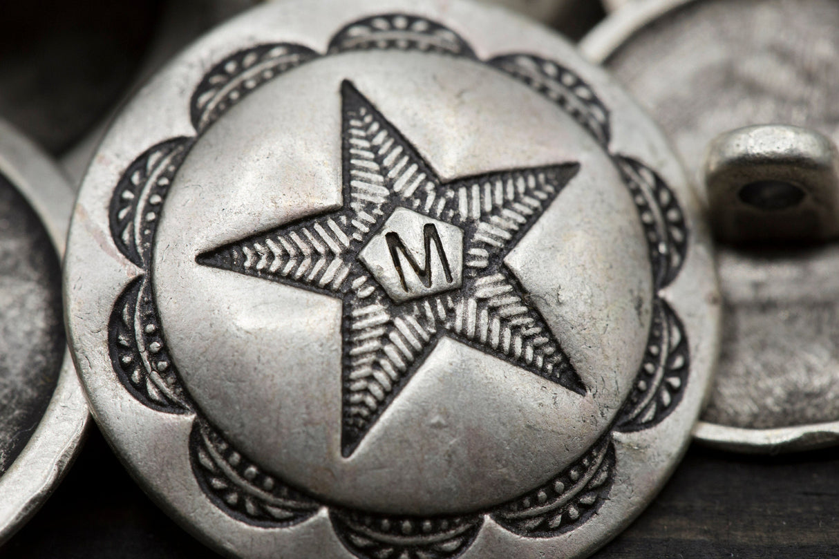 Metal Star Button Silver Shank Backing