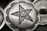 Metal Star Button Silver Shank Backing