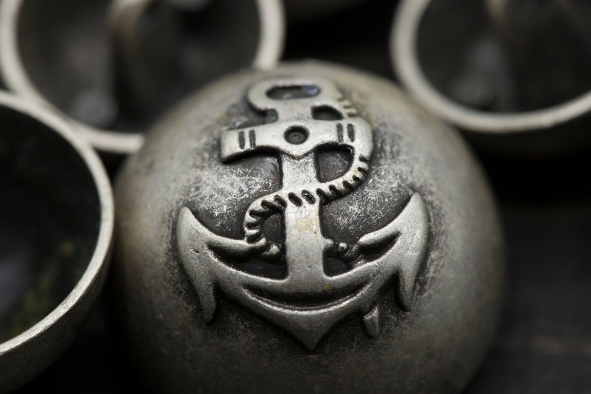 Silver Anchor Shank Button