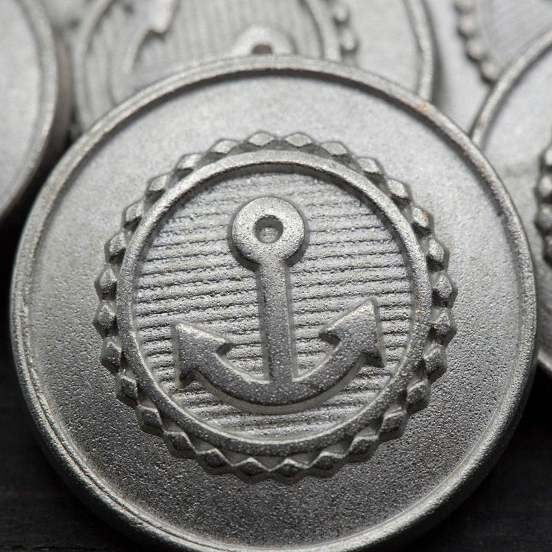 Anchor Shank Button Silver Emblem